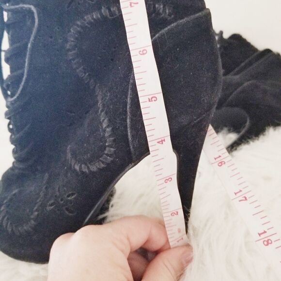 Shoe dazzle boots high heels peak toe black open toe - Picture 7 of 8